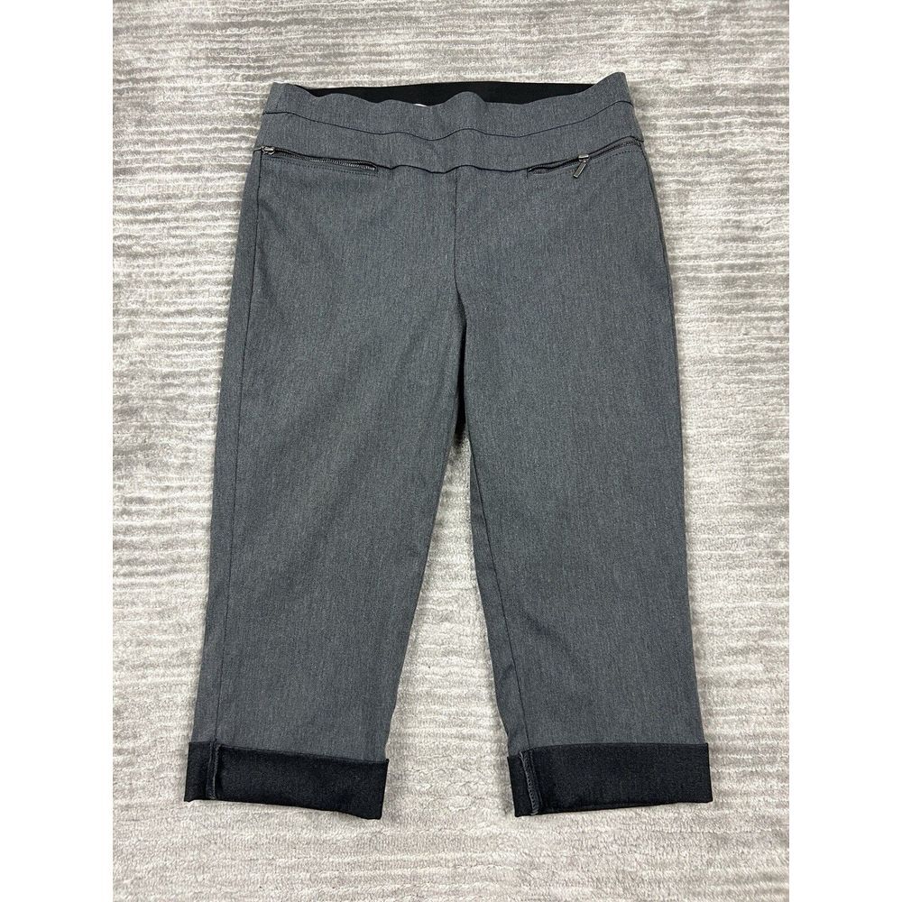 Liz Claiborne Pants Womens 8 Gray Dress Capri Cuffed Casual Zipper Pockets